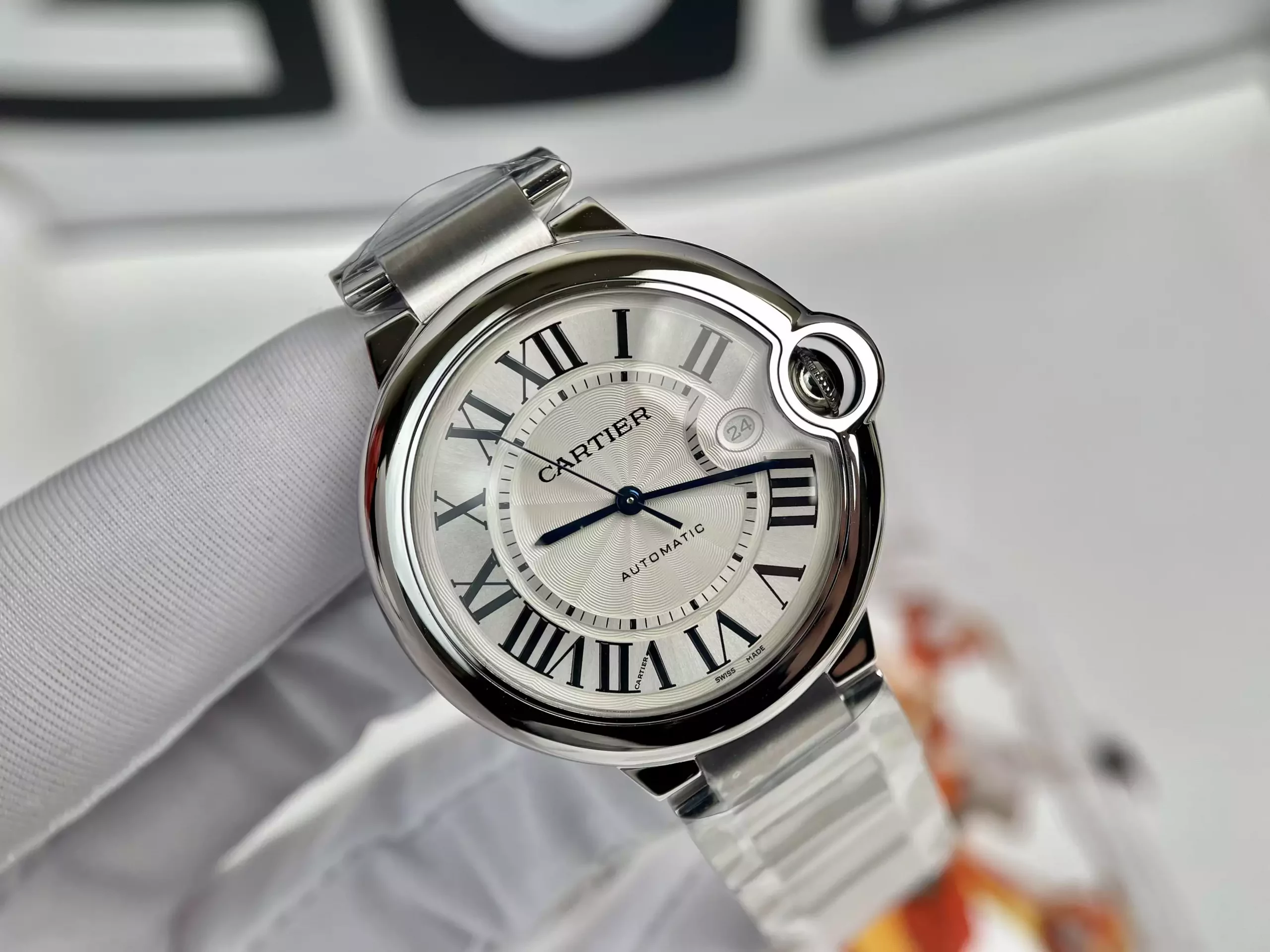Cartier Ballon Bleu De Cartier W69005Z2 Silver Dial Stainless Steel Watch 42mm ( Replica )