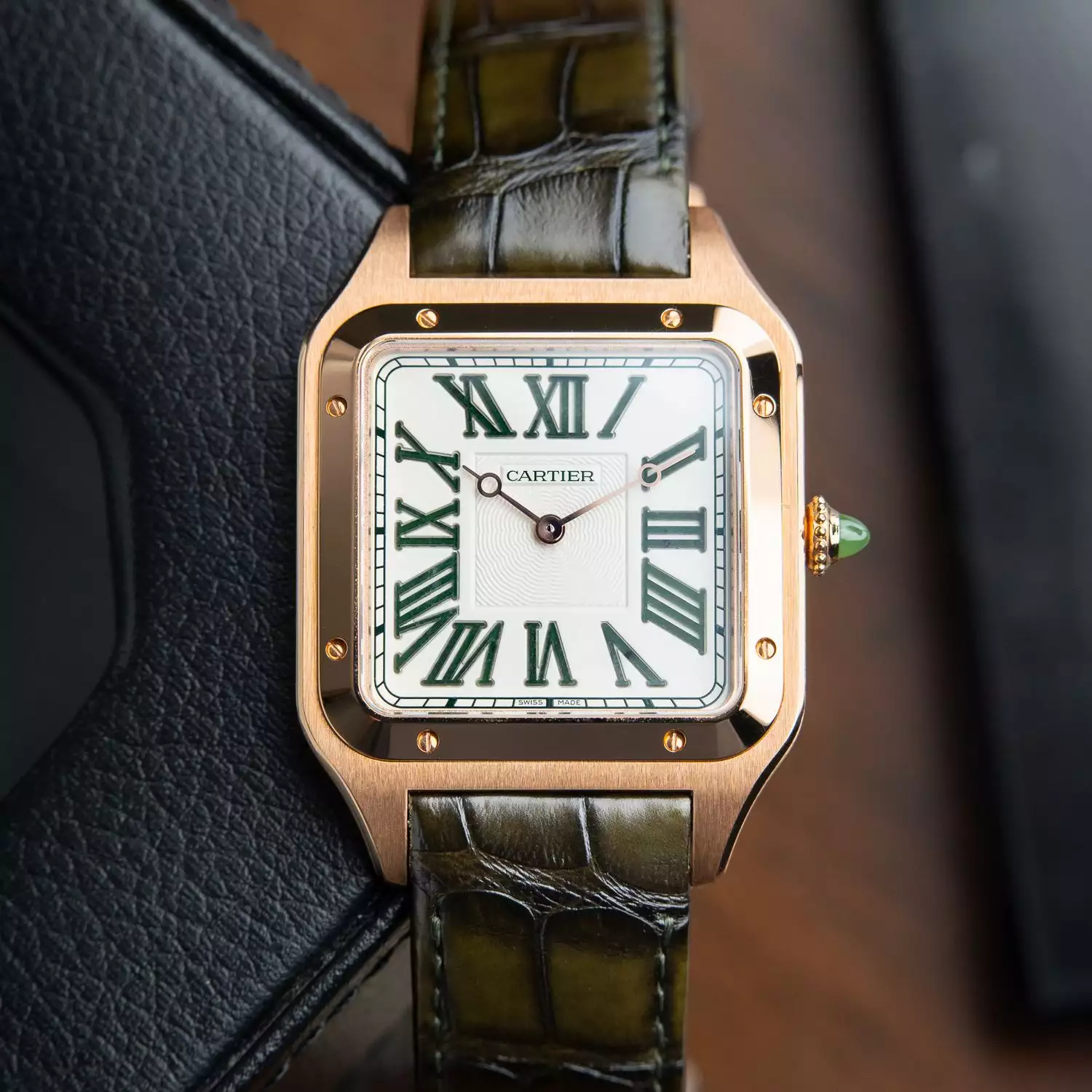 Cartier Santos Dumont WGSA0083 XL Model 33.9mm x 46.6mm Limited Rose Gold Plated White Jade Mens Watch ( Replica )