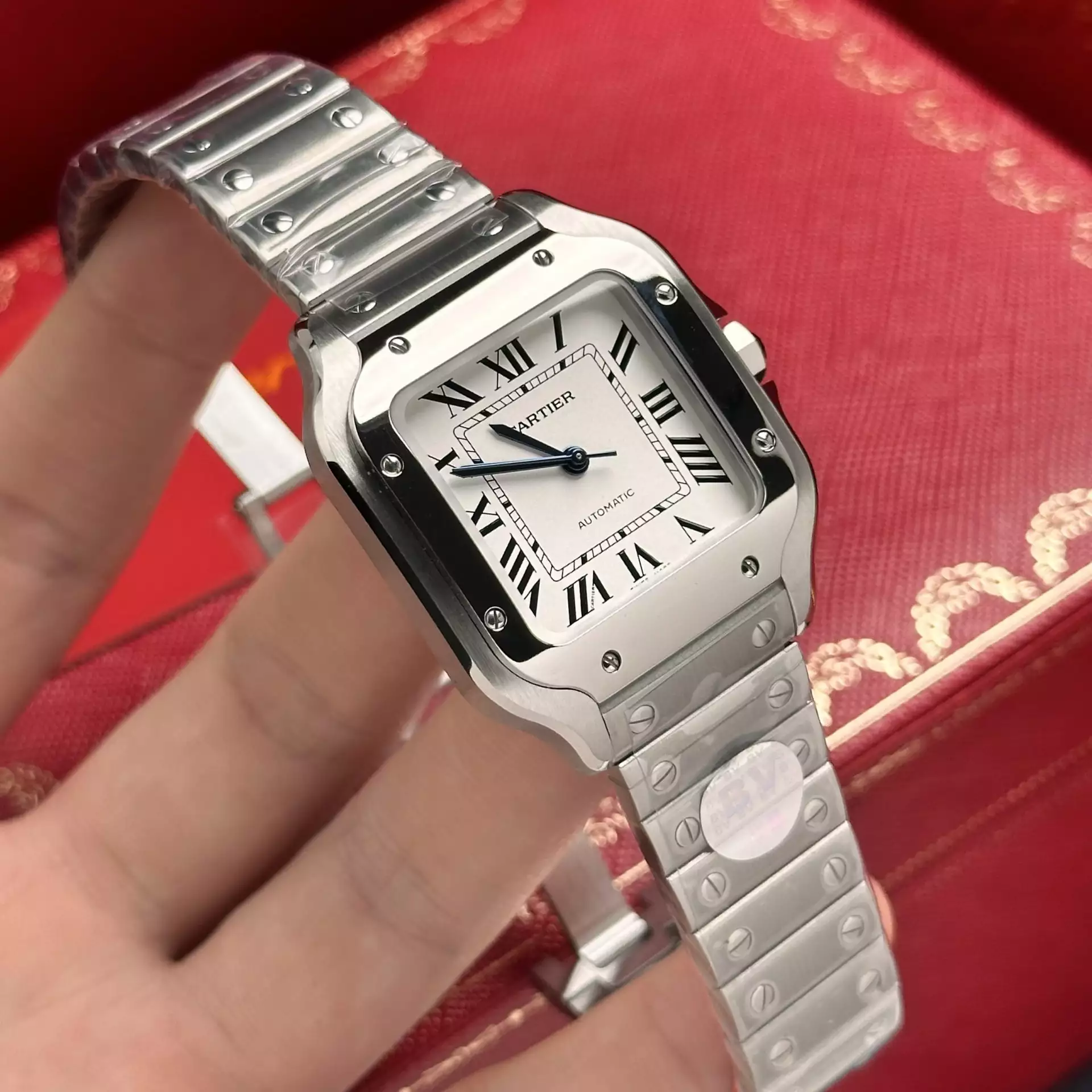Cartier Santos De Cartier Medium Midsize WSSA0010 35mm Silver Roman Dial Stainless Steel Men’s Watch ( Replica )