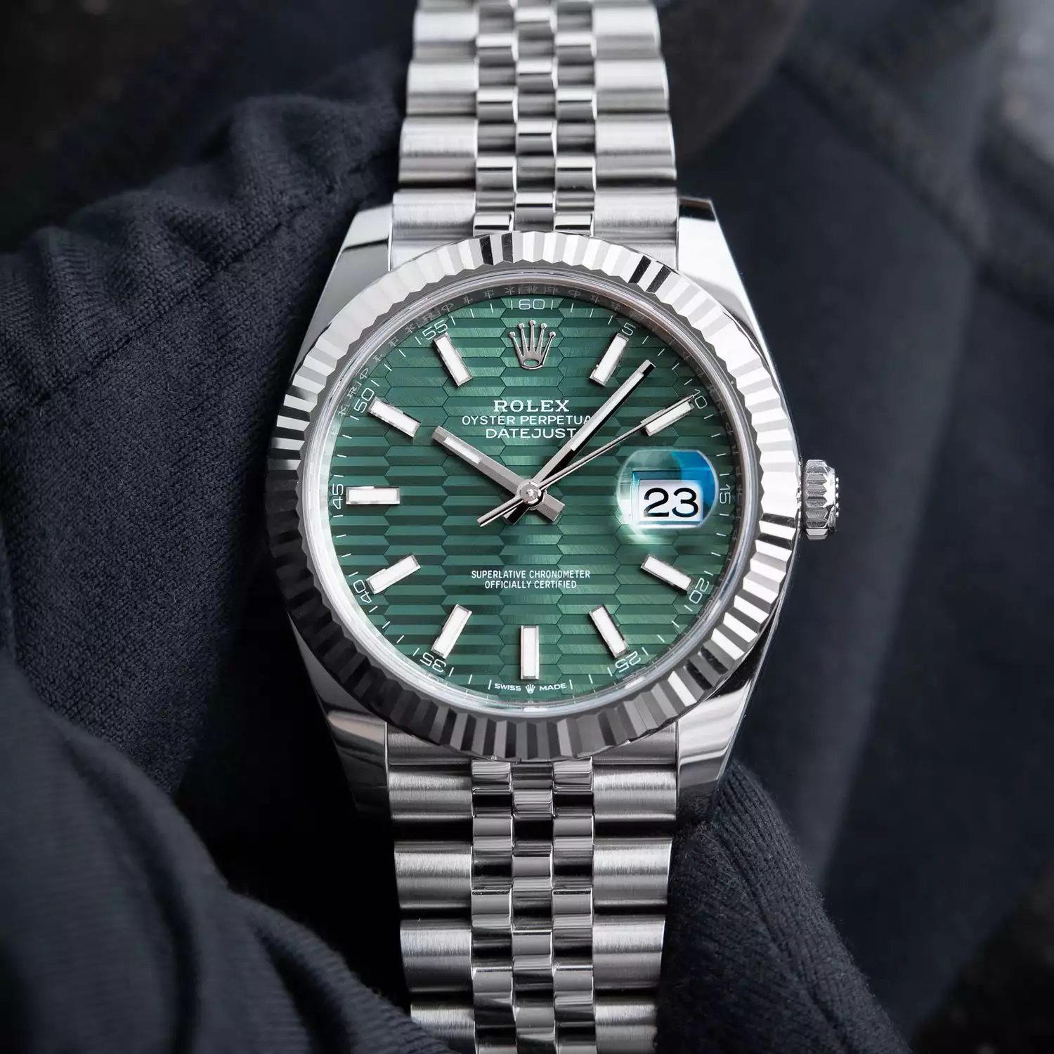 Rolex Datejust 41 Green Motif Jubilee Steel Bracelet 126334 41mm Men’s Watch ( Replica )