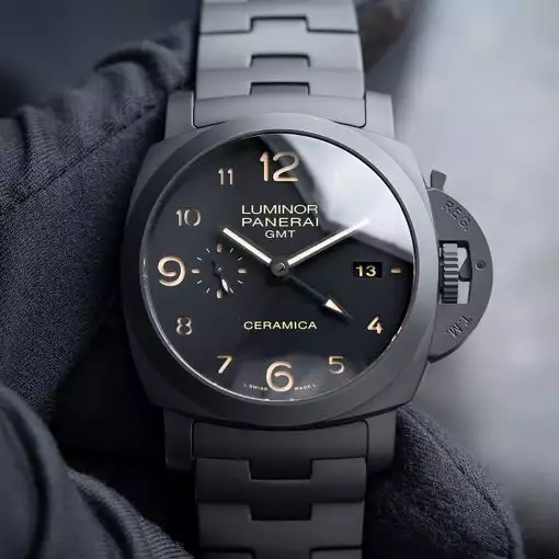 Panerai Luminor 1950 3 Days GMT Automatic Tuttonero Ceramic Bracelet Black Pam438 ( Replica )