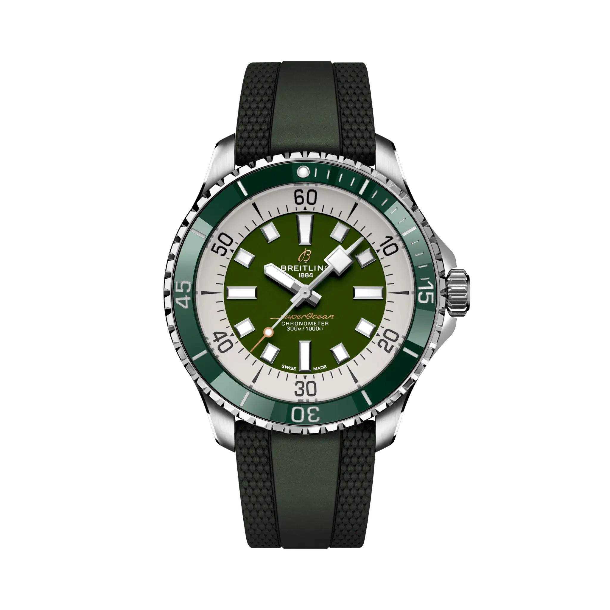 Breitling Superocean Green On rubber Strap 44mm A17376A31L1S1 ( Replica )