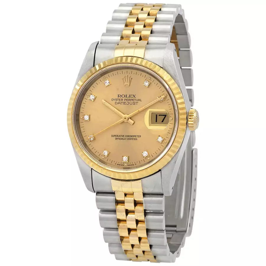 ROLEX  Datejust Automatic Diamond Champagne Dial Men’s Watch Item No. 16233CDJ-1 ( Replica )