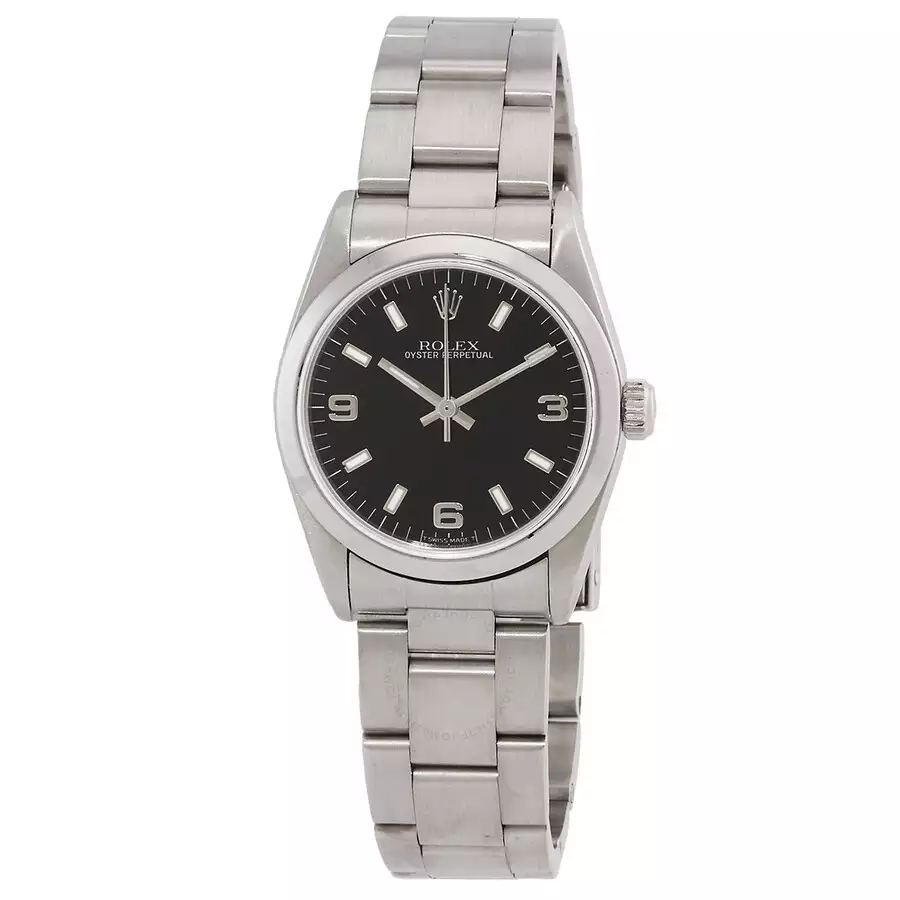 ROLEX  Oyster Perpetual Automatic Black Dial Ladies Watch Item No. 67480 ( Replica )
