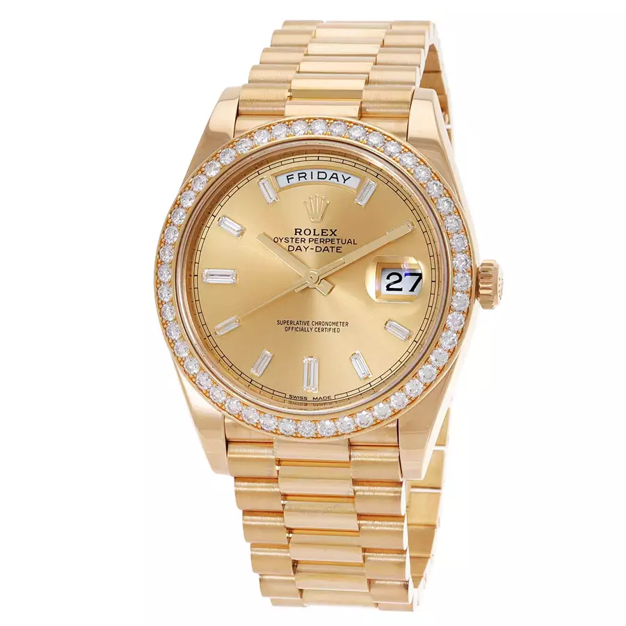ROLEX  Oyster Perpetual Day-Date Champagne Diamond Dial 18K Yellow Gold Men’s Watch Item No. 228348CDP ( Replica )