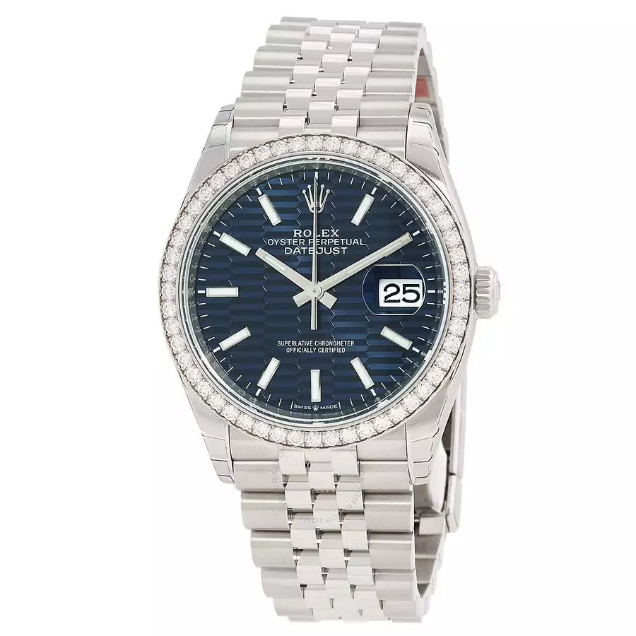ROLEX  Datejust 36 Automatic Blue Fluted Motif Dial Chronometer Diamond Watch Item No. 126284BLFSJ ( Replica )