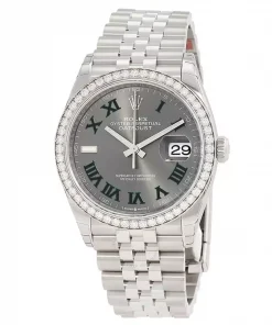 ROLEX  Datejust 36 Automatic Chronometer Diamond Grey Dial Watch Item No. 126284GYRJ