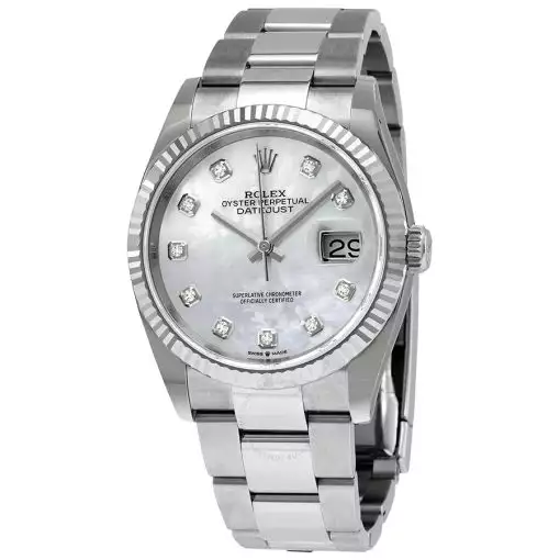 ROLEX  Datejust 36 White Mother of Pearl Diamond Dial Automatic Men’s Oyster Watch 126234MDO ( Replica )