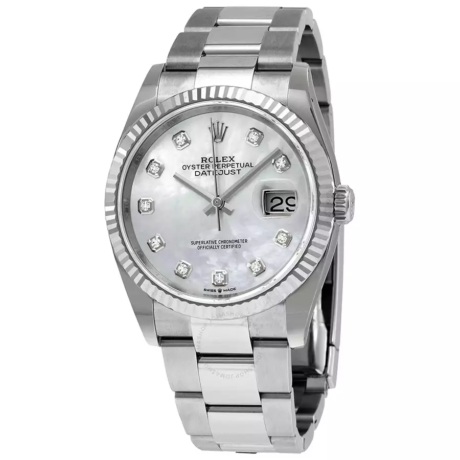 ROLEX  Datejust 36 White Mother of Pearl Diamond Dial Automatic Men’s Oyster Watch 126234MDO ( Replica )