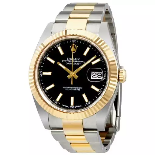 ROLEX  Datejust 41 Black Dial Steel and 18K Yellow Gold Oyster Men’s Watch 12633BKSO Item No. 126333BKSO ( Replica )