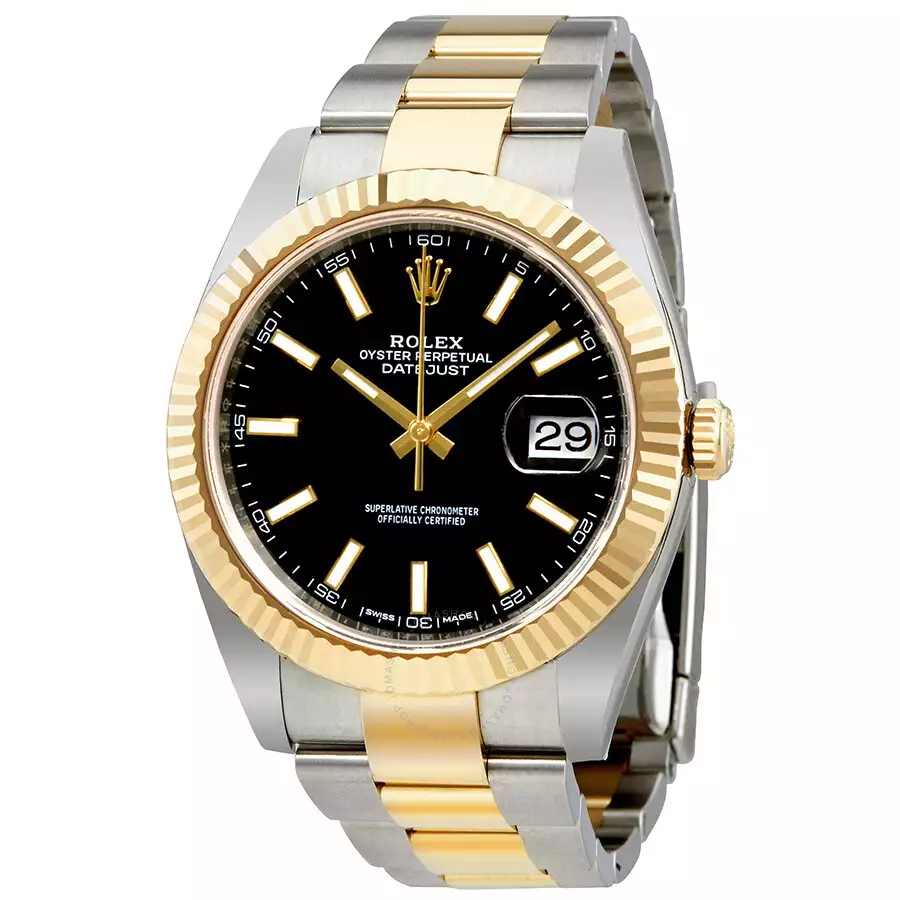 ROLEX  Datejust 41 Black Dial Steel and 18K Yellow Gold Oyster Men’s Watch 12633BKSO Item No. 126333BKSO ( Replica )
