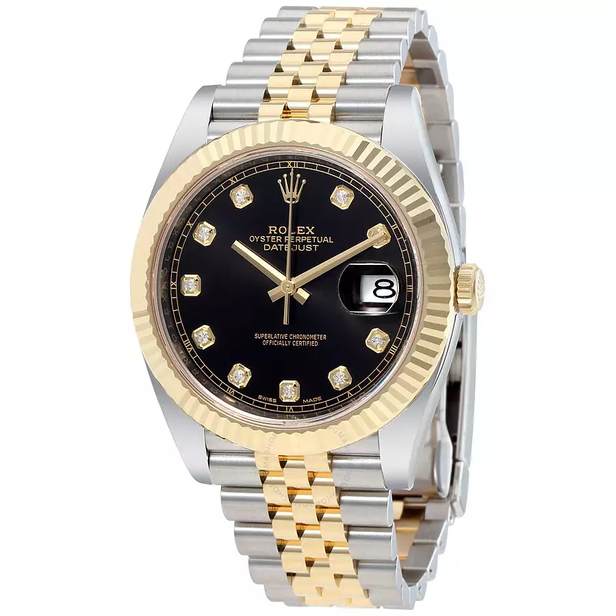 ROLEX  Datejust 41 Black Diamond Dial Stee and 18K Yellow Gold Jubilee Men’s Watch 12633BKDJ ( Replica )
