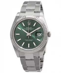 ROLEX  Datejust 41 Mint Green Dial Automatic Men’s Steel and White Gold Oyster Watch Item No. M126334-0027