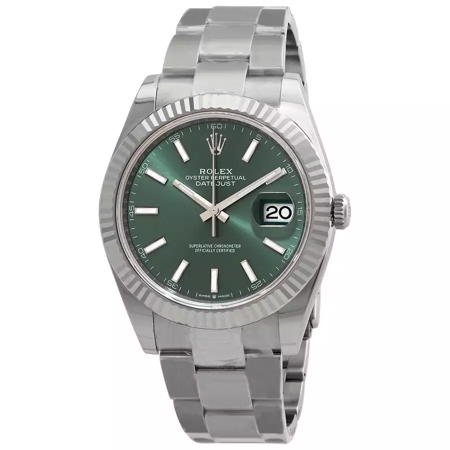 ROLEX  Datejust 41 Mint Green Dial Automatic Men’s Steel and White Gold Oyster Watch Item No. M126334-0027 ( Replica )