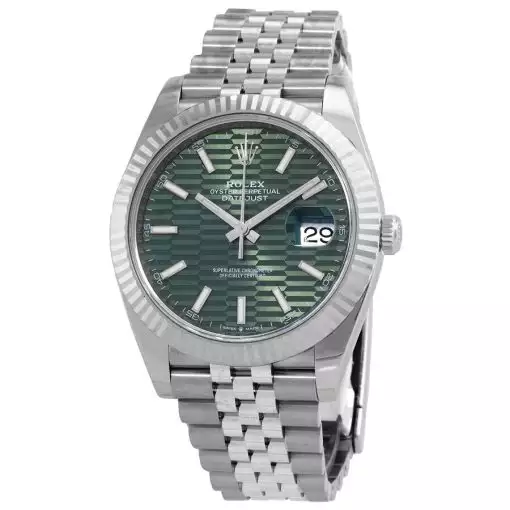 ROLEX  Datejust 41 Mint Green Fluted Dial Automatic Men’s Steel and White Gold Jubilee Watch Item No. M126334-0030 ( Replica )