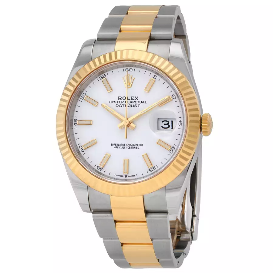 ROLEX  Datejust 41 White Dial Steel and 18K Yellow Gold Oyster Men’s Watch Item No. 126333WSO ( Replica )
