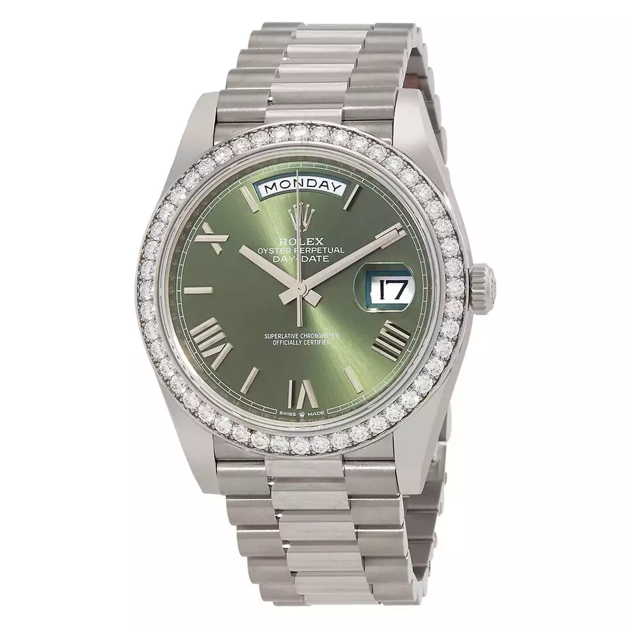 ROLEX  Day Date 40 Automatic Green Dial Men’s 18kt White Gold President Watch 228349GNRP Item No. M228349RBR-0030 ( Replica )