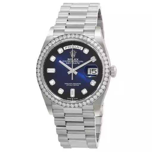 ROLEX  Day-Date 36 Blue Diamond Dial 18kt White Gold President Watch Item No. 128349BLDP ( Replica )