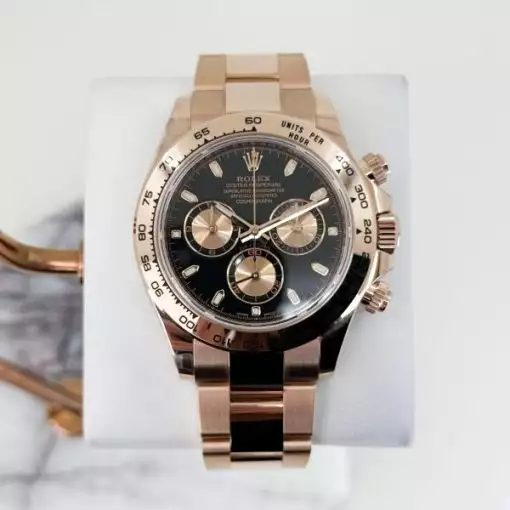 Rolex Daytona 116505 Black Index Pink Subdials Rose Gold Oyster Chronograph ( Replica )