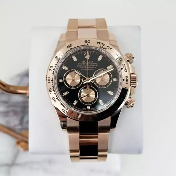 Rolex Daytona 116505 Black Index Pink Subdials Rose Gold Oyster Chronograph ( Replica )