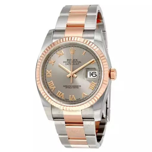 Rolex Oyster Perpetual Datejust Rhodium Dial Automatic Ladies Stainless Steel and 18 Carat Everose Gold Watch 116231RRO ( Replica )