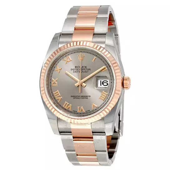 Rolex Oyster Perpetual Datejust Rhodium Dial Automatic Ladies Stainless Steel and 18 Carat Everose Gold Watch 116231RRO ( Replica )