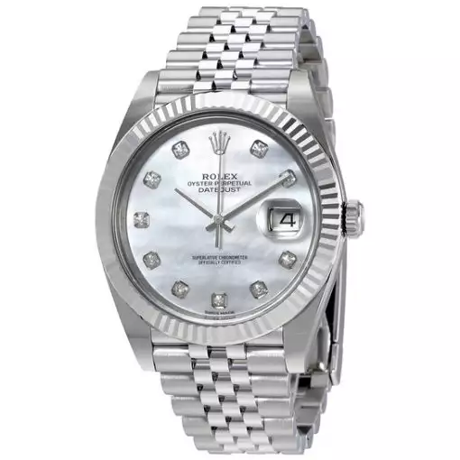 Rolex Oyster Perpetual Datejust White Mother Of Pearl Diamond Dial Men’s Watch 126334MDJ ( Replica )