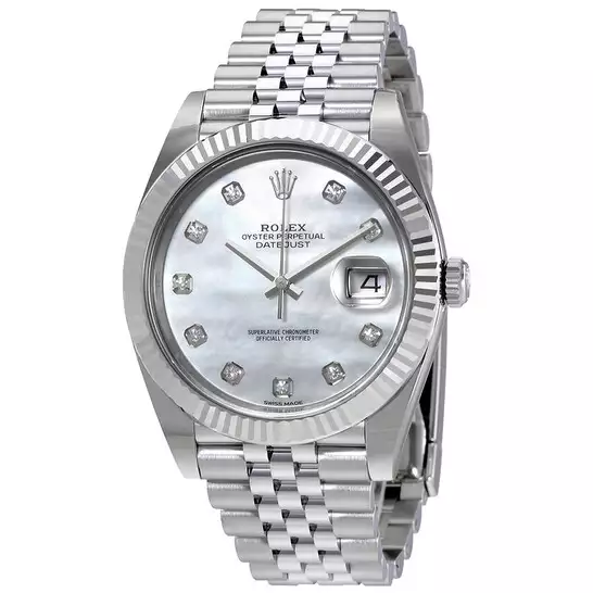 Rolex Oyster Perpetual Datejust White Mother Of Pearl Diamond Dial Men’s Watch 126334MDJ ( Replica )