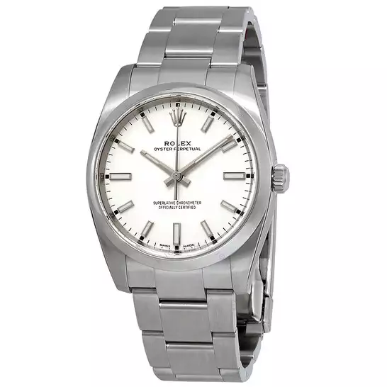 Rolex Oyster Perpetual White Dial Automatic Men’s Stainless Steel Oyster Watch 114200WSO ( Replica )