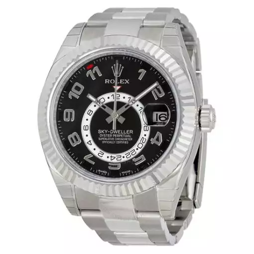 Rolex Sky Dweller Black Dial 18K White Gold Oyster Bracelet Automatic Men’s Watch 326939BKAO ( Replica )