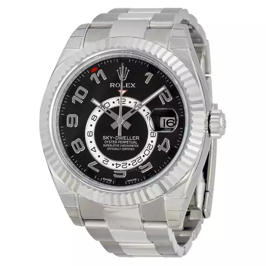 Rolex Sky Dweller Black Dial 18K White Gold Oyster Bracelet Automatic Men’s Watch 326939BKAO ( Replica )