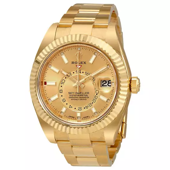 Rolex Sky-Dweller Champagne Dial Automatic Men’s 18kt Yellow Gold Oyster Watch 326938CSO ( Replica )