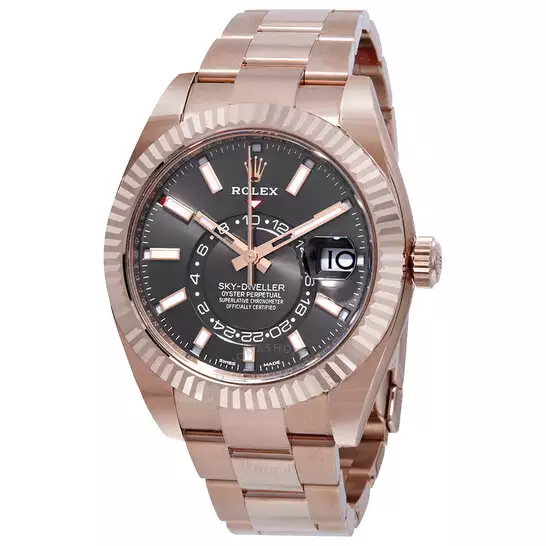 Rolex Sky-Dweller Dark Rhodium Automatic Men’s 18kt Everrose Gold Oyster Watch 326935DRSO ( Replica )